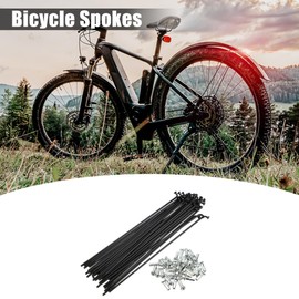 X AUTOHAUX 40 Pcs 14G J Bend 136mm Bike Bicycle Spokes with Nipples Black