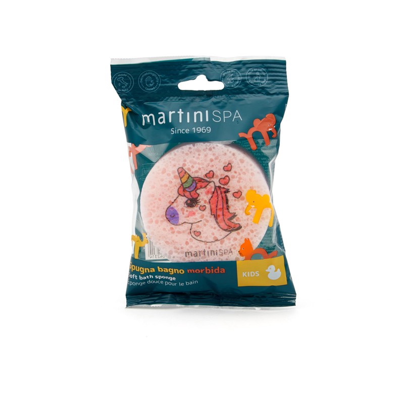 martini SPA - Schwamm für Kinder, rund, verschiedene Motive Einhorn/Dinosaurier