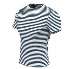 UD Original Telnyashka XL Cotton Striped Short Sleeved T-Shirt Top Navy Blue Sailor Shirt-280g Fabric Weight 300g Compressed"