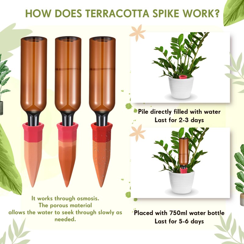 Baderke 24 Pcs 12 Set Plant Watering Devices, Terracotta Watering