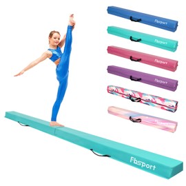 FBSPORT 9.5ft Balance Beam: Folding Floor Gymnastics Equipment PU Leather for Kids Adults,Non Slip Rubber Base, Gymnastics Beam for Training, Practice, Professional Home Training