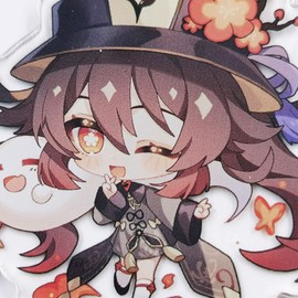 Cute Impact Gen shin - Hu Tao, Acrylic Keychains Pendant Hanging Ornament, Black