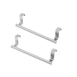 ZHQZZPH Over The Cabinet Towel Holder - 2 Pack Stainless Steel Door Mount Towel Bar, No Drill Hanger for Kitchen Cabinet & Pantry Organization