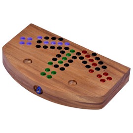 LOGOPLAY Ludo for 6 Players - Dice Game - Board Game - Wooden Family Game with Folding Board.