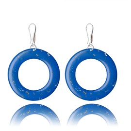 Handmade Large Sparky Dangle Earrings Jewellery for Women (Style 16 - Blue Hoop)