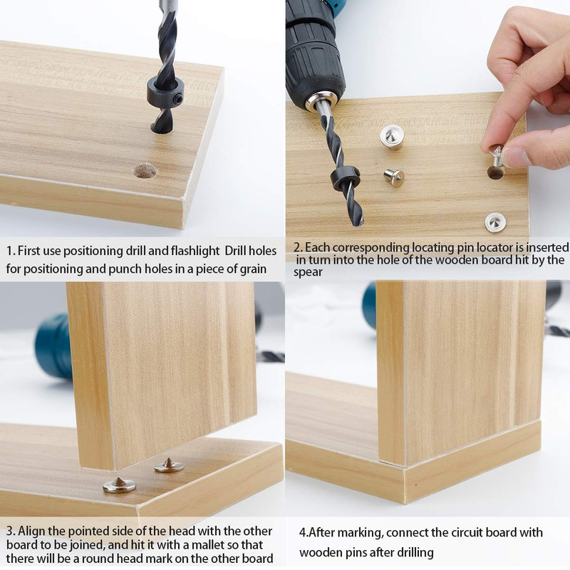 Rybtd 6/8/10mm Wood Dowel Hole Drilling Guide Jig Kit with