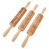 3pcs Wooden Embossed Rolling Pin Engraved Embossing Dough Roller for