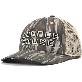 Realtree Original Camo Waffle House Embroidery Logo Mesh Back Hat | Adjustable Velcro Backing Cap | Limited Edition for Men and Women