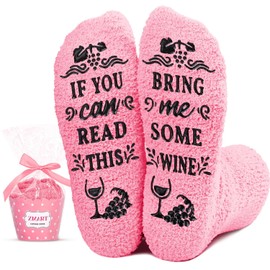 Zmart Wine Pink Slipper for Women - Funny Wine Lover Gifts, Drinking Socks for Women