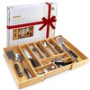 Pristine Bamboo Silverware Organizer - Expandable Kitchen Drawer Organizer -