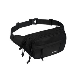 WATERFLY Fanny Pack Waist Packs: Large Crossbody Belt Bag Fanny Packs for Women Men with 7 Zipper Pockets Adjustable Strap Waist Bags Hip Pack for Traveling Cycling Running Hiking-Black