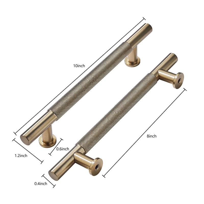 khtumeware 10 Pack 8 Inch(203mm) Drawer Handles Knurled Antique Champagne