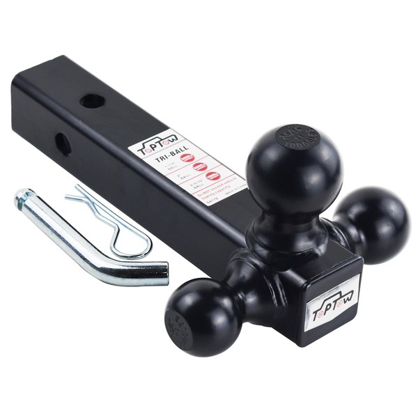 TOPTOW 64172HP Trailer Receiver Hitch Triple Ball Mount, Black Balls, with Hitch Pin, Fits for 2 inch Receiver…