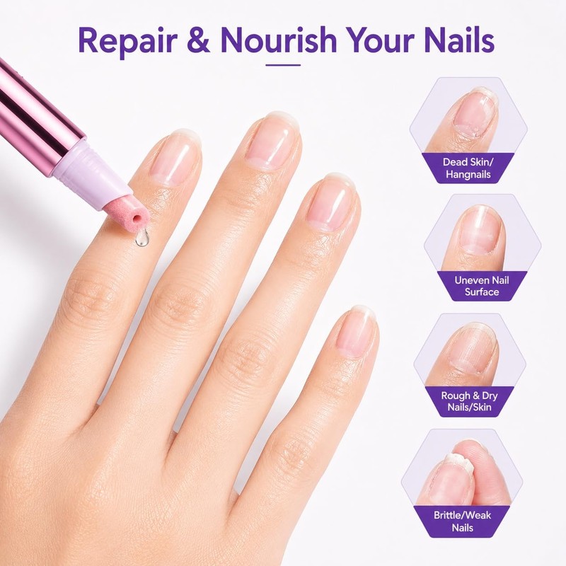 2 Pack 2-in-1 Ceramic Cuticle Oil Pusher Pen for Nail