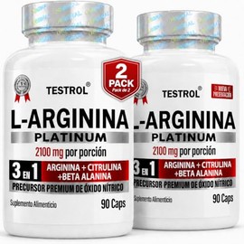 Arginina Platinum 2100mg por porción  L Arginina  L Citrulina  Beta Alanina  Pre Workout  Pre Entreno sin Cafeina  Precursor de Oxido Nítrico...      