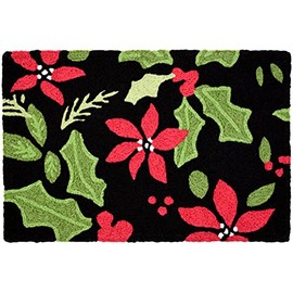 Jellybean Modern Indoor/Outdoor Mat Home Comfort Rugs 20"X 30" Rectangle Poinsettia & Holly Toss