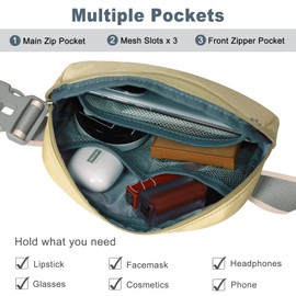 DMluna Bum Bag Women's Belt Bag Men Sport Fashion Waist Bags Women Chest Bag Shoulder Bag Crossbody Bag with Adjustable Strap, beige