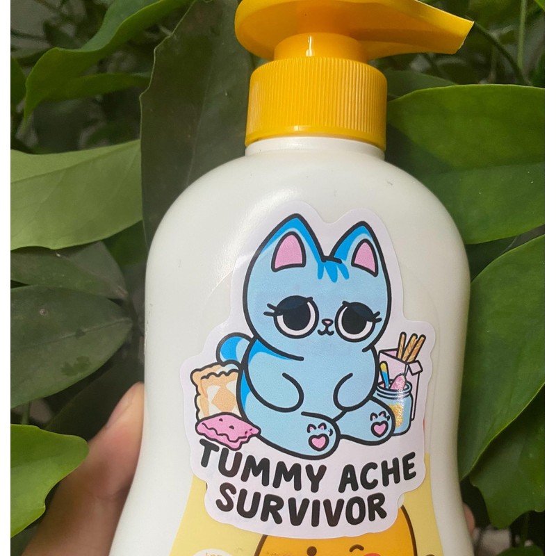 Pack 3" Tummy Ache Survivor Cute Cat Sticker Meme Funny