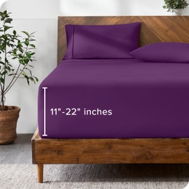Bare Home King Fitted Sheet - Extra Deep Pocket Fitted Sheet - Premium 1800 Microfiber - Ultra-Soft Wrinkle Free - King Deep Pocket Bottom Sheets (King - 11" to 22" Pocket, Plum)