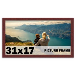 CountryArtHouse 31x17 Frame Brown Mahogany Picture Frame - Solid Wood Frame Kit Includes UV Acrylic Plexiglass, Acid Free Foam Backing Board and Hanging Hardware