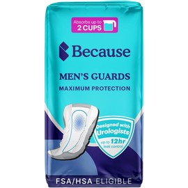 Because Premium Guards for Men - 20 Count Pack of Discreet, Individually Wrapped Bladder Protectors - Complete Absorbency, Fast-Locking, Odor Control - Comfort Fit, 2 Cups of Absorbency