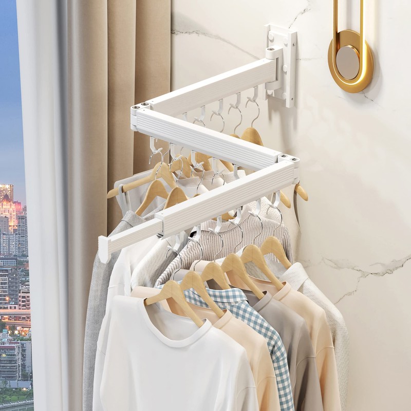 CHAHUANV Wall Mounted Clothes Drying Rack, Collapsible Laundry Drying Rack,