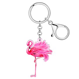 WEVENI Inspirational Flamingo Gifts for Women Girls Pink Flamingo Keychain Backpack Purse Charms Car Key Chain Accessories (Pink)
