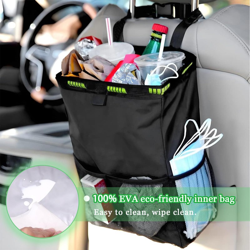 HIAHXC Car Bin Foldable Hanging Car Trash Bin with Storage