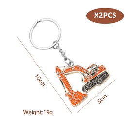 2 Pieces Excavator Keychains, Creative Cartoon Keychains, Metal Keychains, Interesting Keychains, Gift Keychain, orange, Modern