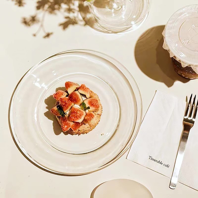 WUWEOT 8 Pack Glass Dessert Plates, 7.5" Clear Salad and