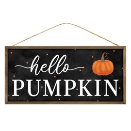 Craig Bachman, 12" Wooden Sign: Hello Pumpkin Fall Autumn Wall Door Sign