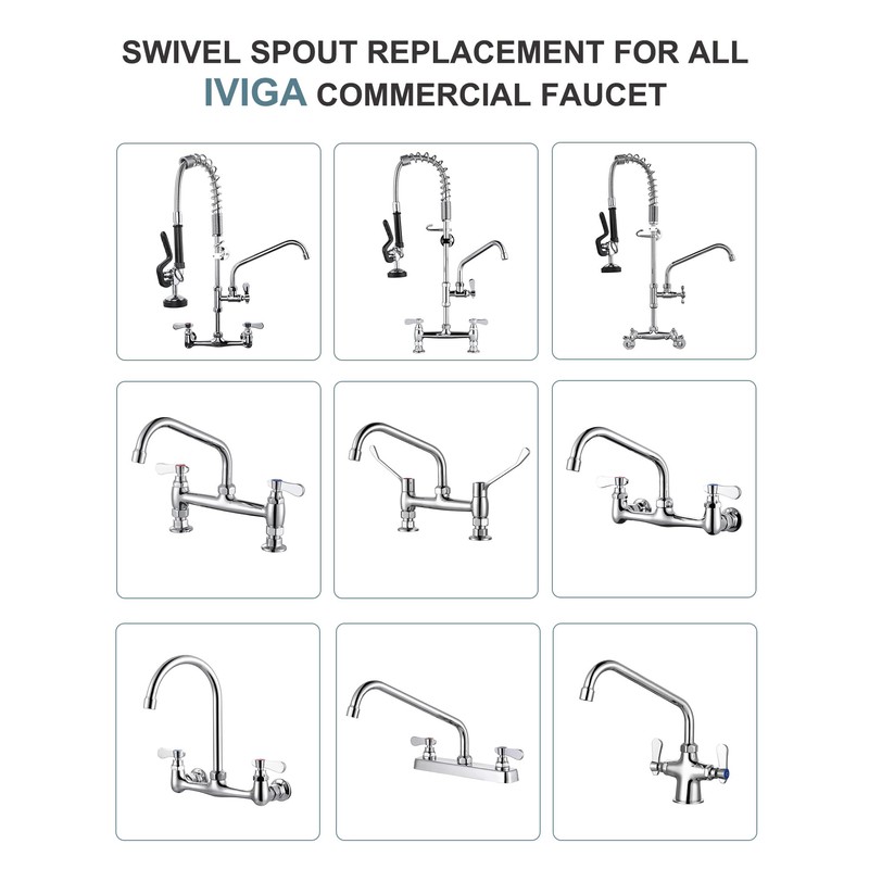 G3/4 Internal Thread 10” Commercial Faucet Swivel Spout Replacement: Add-on