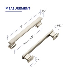 Ravinte Hardware 5 Pack 5 Inch (128mm) Brushed Nickel Cabinet Pulls, Heavy Duty Kitchen Drawer & Cupboard Handles, Solid Cabinet Hardware