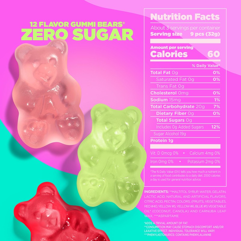Albanese Candy, Sugar Free 12 Flavor Gummi Bears, 3.5 oz.