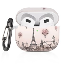 Airpod 3rd Generation Case, AirPods 3 Case 2021 for Women Girls Paris Tower Protective Hard Case for AirPod 3 Gen Case with Keychain Compatible with Wireless Charging, Eiffel Tower