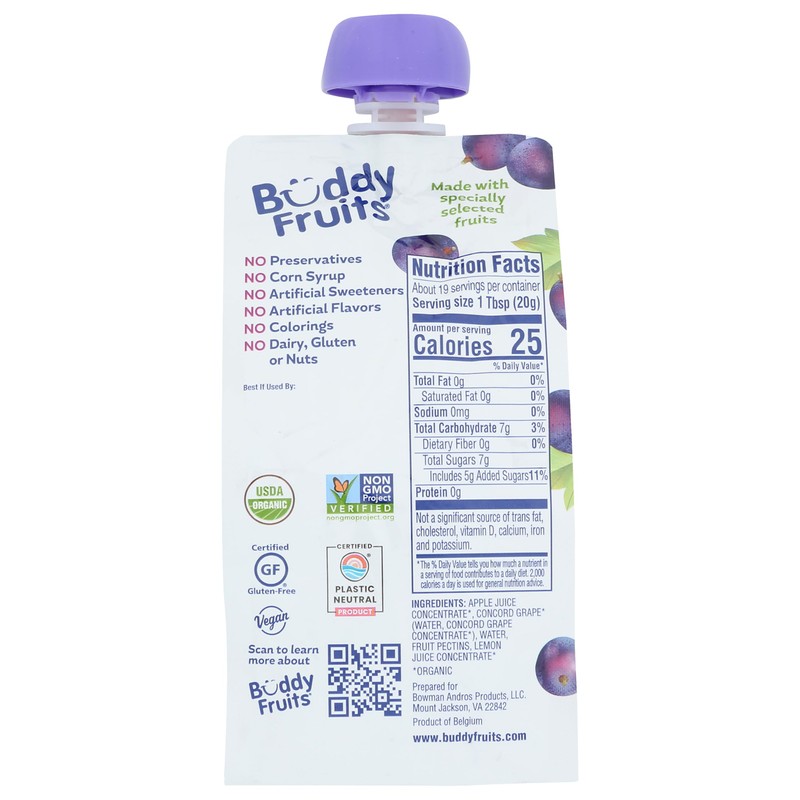 Buddy Fruits Organic Concord Grape Fruit Spread 13 oz (Pack
