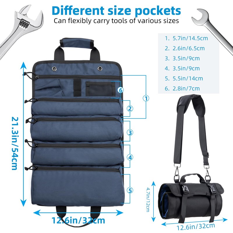 Koolertron Tool Roll Bag, Waterproof Tool Roll, Tool Bag, Empty