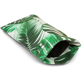 styleBREAKER Case for Sunglasses with Palm Tree Print and Cleaning Cloth, Glasses Case with Snap Closure, Unisex 09020086, Green/White