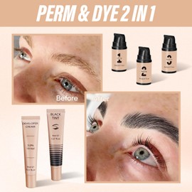 Libeauty Lash Perm and Black Dye Kit, Eyelash Lift and Brow Lamination with Black Tint 4 in 1 Set, Lash Lifting with Keratin, Complete Tools, Easy to Use, Last Up 6 Weeks