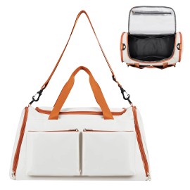 Large Capacity Lightweight Organizing Outdoor Travel Bag Waterproof Luxury White Foldable Duffle Bagcolor: White, luggage size: 46*26*37 CM