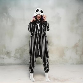 Jack Skellington Onesie Costume Unisex Adult Pajamas for Women and Men Large