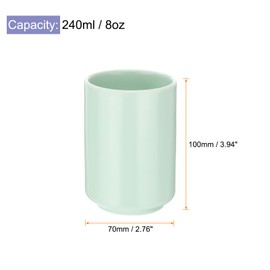 HARFINGTON Japanese Ceramic Tea Cups 8oz / 240ml Simple Solid Color No Handle Ceramic Tea Mugs Matte Glazed Cylindrical Cup for Matcha Tea Wine Green Tea Coffee Drinks, Green