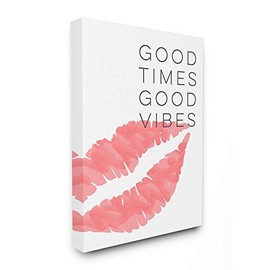 Stupell Industries Times Good Vibes Lip Print Canvas Wall Art, 30 x 40, Design by Artist Daphne Polselli