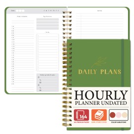 Only Zest Daily Planner with Hourly Schedule – Aesthetic Spiral To-Do List Notebook for Work, Appointments and Tasks | Undated Weekly and Daily Planner, Hourly Organizer to Stay Focused, Green