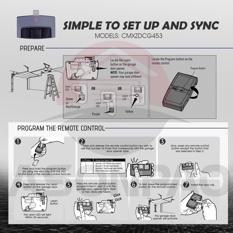 【3-Year-Warranty】 2 for Sears Craftsman Universal Garage Door Opener Remote