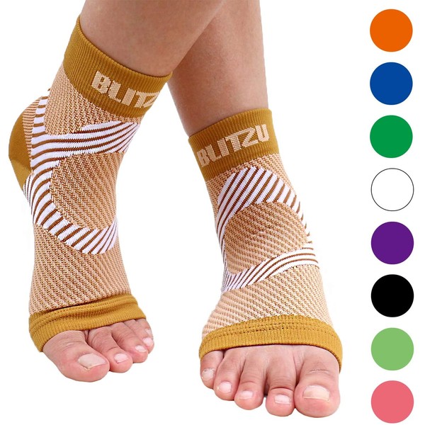 BLITZU Plantar Fasciitis Compression Socks For Women & Men - Best Ankle and Nano Sleeve For Everyday Use - Provides Foot & Arch Support. Heel Pain, and Achilles Tendonitis Relief. NUDE S/M