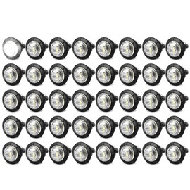 AOXLFU 40Pcs 3/4 Inch White 3-LED Mini Marker Lights for Trucks, Boats, RVs - Waterproof, Rubber Universal Fit, Sealed Bulbs - 12V DC…