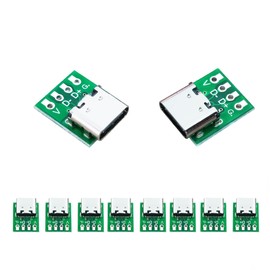 JYCONNECTS Pack of 10 USB 3.1 Type C Female Breakout Board DIY, 4 Pin 2.54 mm USB-C Breakout Boards DIY Breakout Board with PCB Converter Board