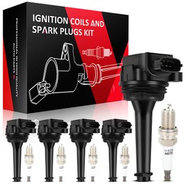 SCITOO 5 ignition coils with 5 iridium Spark Plugs Volvo 1999 2000 2001 2002 2003 2004 C70 2001 2002 2003 2004 2005 S60 UF341 9125601 30713416 5C1320