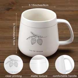Newtay 2 Pcs Winter Snowflake White Christmas Tree Mug Minimalist Winter White Mugs for Family Christmas Holiday Friends (Novel Style)